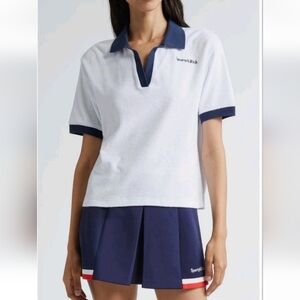 Sporty & Rich Embroidered Cotton Terry Polo New